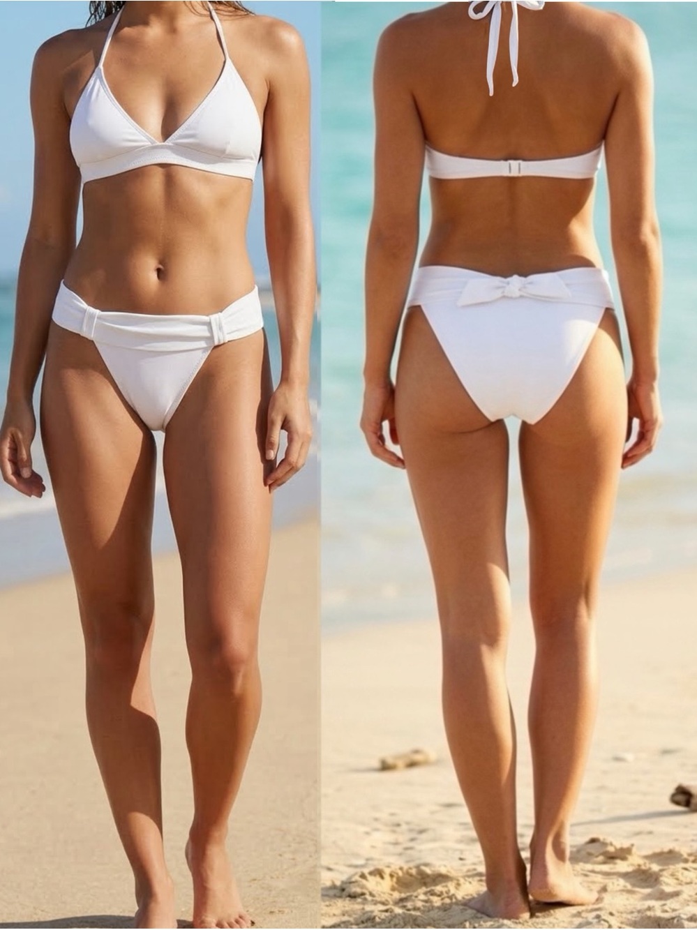 Vero Moda White Bikini Bottoms Small 4 NWT Belted High Cut Cheeky Tanga Bow Back